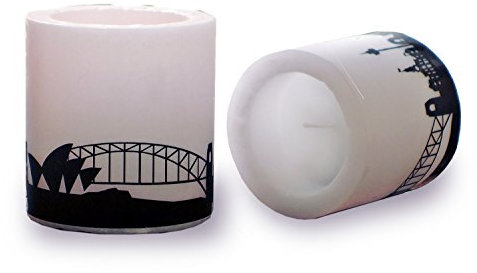 Sydney Skyline Kerzen Rund 2 Stück, Dekokerzen Tischkerzen Ohne Geruch, Lange Brenndauer 20h, Tischdeko