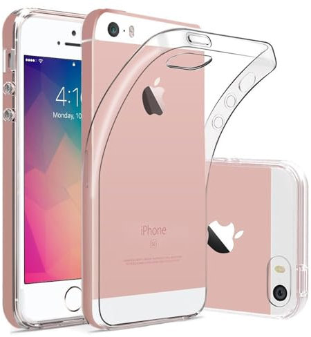 CoolGadget Ultradünne Hülle für iPhone 5 / iPhone 5S / iPhone SE, Transparente Schutzhülle aus TPU mit Präzisen Ausschnitten und Kameraschutz, Klar