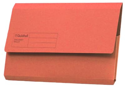Exacompta Guildhall Document Wallets, 285 gsm, Foolscap - Red, Pack of 50
