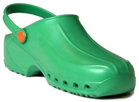 GIMA 26181 Zoccoli Professionali Leggeri con Laccetto, Unisex, Anatomici, Antiscivolo, Antishock, Antistatici, Tomaia Non Forata, Suola Forata, Colore Verde, Misura EU 40, 1 Paio