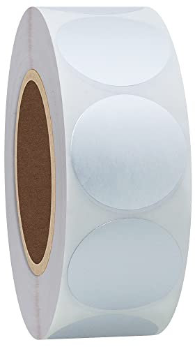 Hylabelest Farbcodierungsetiketten, 2,5 cm, rund, natürliches Papier, silberfarben, selbstklebend, 1.000 Stück pro Rolle (Silber)