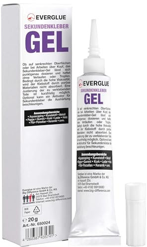 EVERGLUE Sekundenkleber Gel extra dickflüssig sehr hochviskos - perfekt als Korallenkleber für Aquascaping ohne Einfluss auf die Wasserqualität - extra starker Halt und langfristig wasserfest 20g