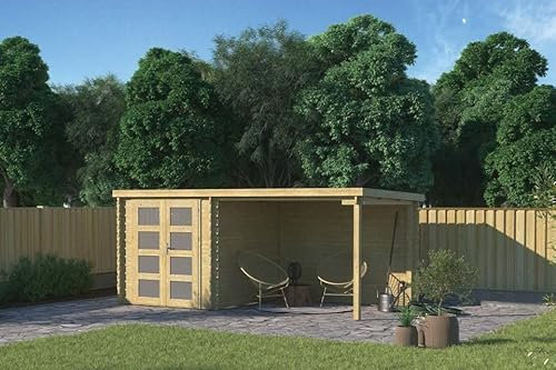 Gartenhaus/Blockhütte Helmond Flachdach 490 x 250 cm Fonteyn Hochdruck-Imprägniert