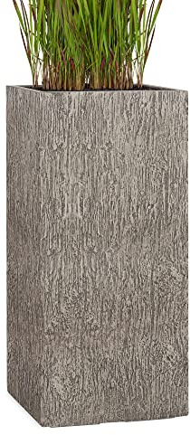 Pflanzwerk® Pflanzkübel Fiberglas Tower Wood Grau 80x40x40cm XXL *Frostbeständig* *UV-Schutz* *Qualitätsware*