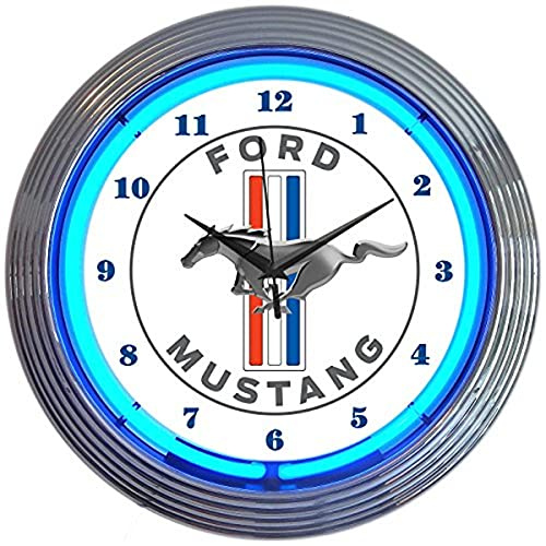 Ford Mustang blau neon Uhr