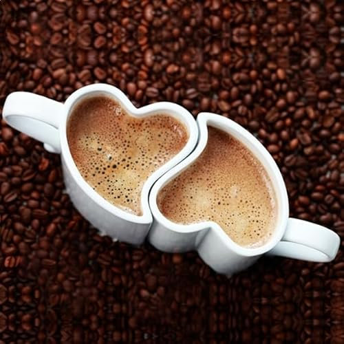 Eurowebb Duo de Tasses romantiques en Coeur s'emboîtent Rouge et Blanc