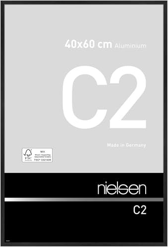 nielsen Bilderrahmen, 40 x 60 cm, Aluminium, Schwarz matt, Posterrahmen zum Aufhängen im Hoch- & Querformat, Echtglas, C2