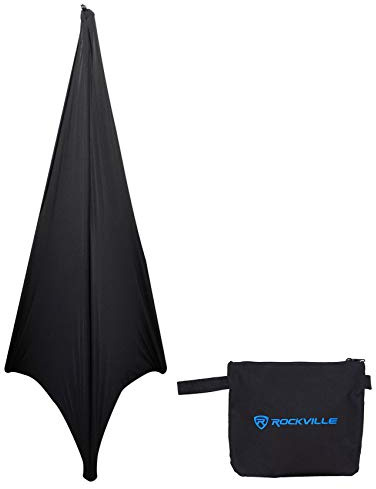 Rockville RSC7B Black Tripod PA Speaker Stand Scrim Cloth + Carry Bag
