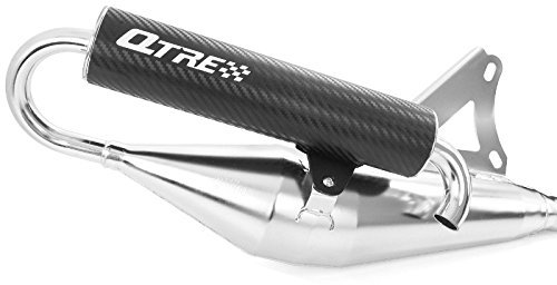 Tecnigas Pot d'échappement sport Q-Tre Chromé/Carbone Tuning Sport compatible avec Speedfight 3 50 / Échappement compatible avec T Speedfight 4 (50 cm³ 2 temps)