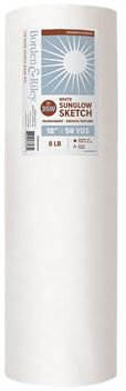 Borden & Riley #35C Sun-Glo 35WR185000 Rouleau de papier à croquis 3,6 kg, 45,7 cm x 45,7 m par rouleau, blanc