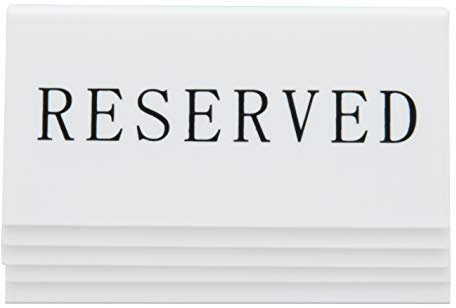 Securit Reserviert Tischaufsteller, ENGLAND (5.er Set) Weißes Acryl mit schwarzer Schrift, 4 x 10 x 5 cm