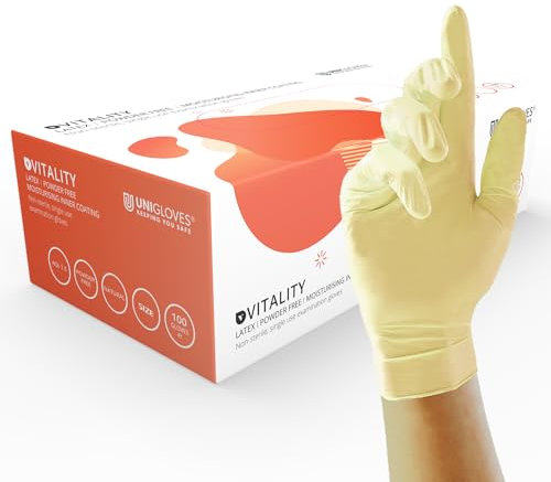 UNIGLOVES lano-e Powder gratis transparenter Latex Einweg Handschuhe – Box x100