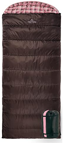 TETON Erwachsene Celsius Regular-18˚C / 0˚F Flannel-gefütterter Schlafsack, Braun/Pink, One Size