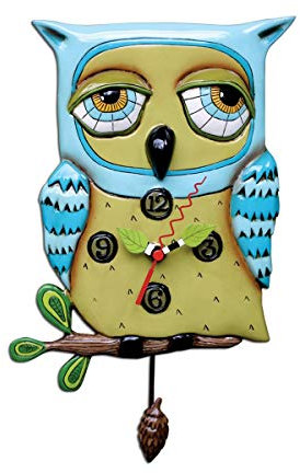 Enesco P1062 CHOUETTE Allen Wanduhr mit Eule, Blau, Harz, 30,5