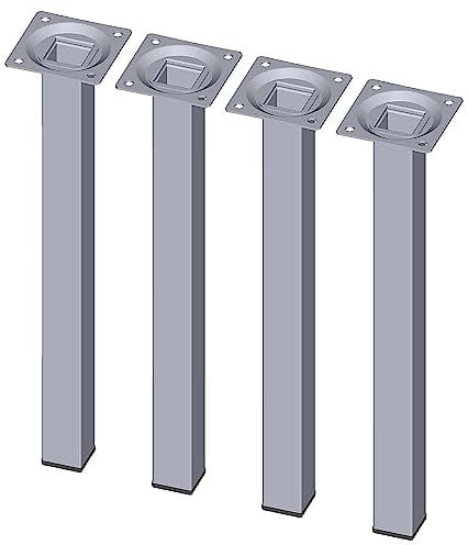 Element System 18133-00357 Set de 4 Gambe in Acciaio con Piastra di Ancoraggio, Cromo, 30 cm, Set di 4 Pezzi