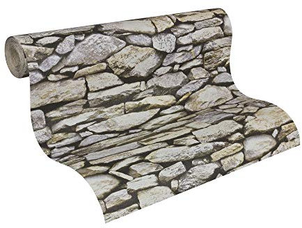 A.S. Création Papiertapete Dekora Natur Ökotapete Tapete in Naturstein Optik 10,05 m x 0,53 m beige grau schwarz Made in Germany 958202 95820-2