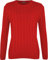 WearAll Women's Cable Knit Long Sleeve Top Ladies Jumper Sweater - Red - 16-18
