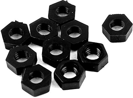 sourcing map 10 Pcs Nylon M4 Screw Nuts Right Hand Threads Black