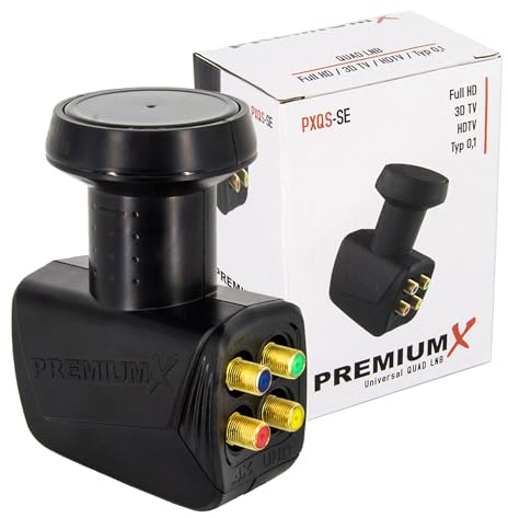 Premium X Quad LNB - 4Fach - für 4 Teilnehmer - 4K Full HD - mit Wetterschutz und LTE Filter für Satellitenschüssel Digital TV Fernseher SAT Receiver - Schwarz