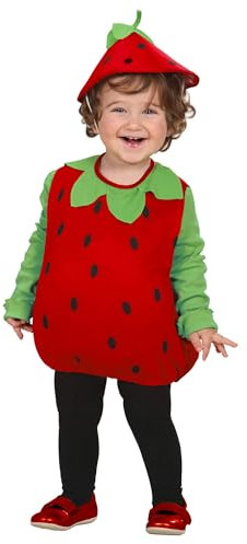 W WIDMANN MILANO Party Fashion - Kinderkostüm Erdbeere, Oberteil und Kopfbedeckung, Obst, Mottoparty, Karneval