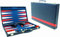 Backgammon Koffer blau 38 cm.Kunstleder