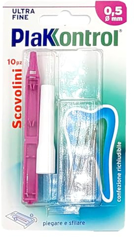 Plakkontrol® scovolini per l'igiene dentale con manico intercambiabile - 0,5 mm, conf. 10 pz, peso confezione: ℮ 14 g