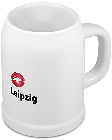 digital print Bierkrug mit Stadtnamen Leipzig - Design Kussmund - Städte-Tasse, Becher, Maßkrug