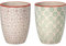 Bloomingville Becher ohne Henkel Emma Retro Teetasse Kaffeebecher Vintage Latte Macciato Becher Set Ø 8,5 x H 10,5 cm, Lavendel grün, Keramik, 2er Set, fasst ca. 300 ml