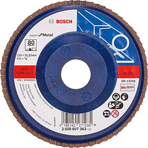 Bosch 2608607363 Expert Metal Disco Lamellare, Piatto, 115 mm, P80