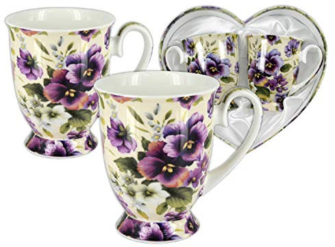 CARMANI - Elegante Becher mit 'Stiefmütterchen' 2-er Set verziert