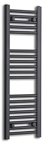 300mm Wide Black Heated Towel Rail Radiator Flat Ladder for Stylish Bathroom (1000mm High)