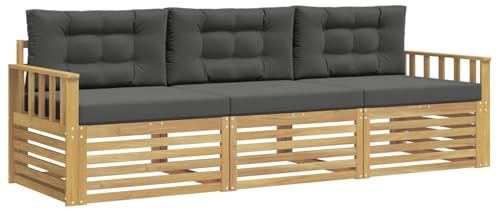 vidaXL Outdoor-Sofagarnitur 3 pcs Weiß und Anthrazit Polyester, Outdoor Lounge, Moderne Ecksofa, Gartenmöbel, Terrassen-Sitze, Komfortables Set für Wohnräume