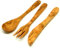 Set di 3 posate in legno di ulivo | Set di utensili in legno di ulivo - cucchiaio, forchetta, coltello