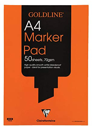 Clairefontaine Goldline A4 50 Sheet 70gsm Acid-Free Bleedproof Paper Marker Pad