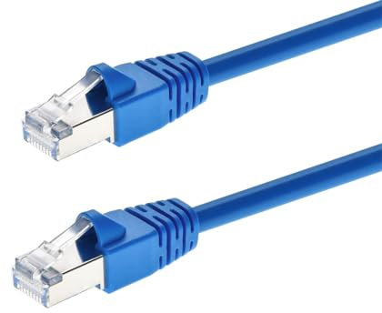 Monoprice Cat6A Patchkabel, doppelt geschirmt (S/FTP), 26 AWG, 10 G, reines blankes Kupfer, knickgeschützt, RJ45 Fullboot-Serie, Ethernet-Kabel, 9 m, Blau