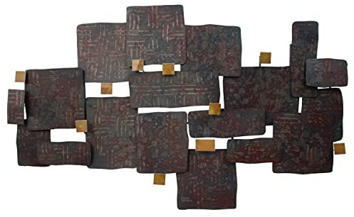 KunstLoft Wanddeko Metall | 100% HANDGEFERTIGT | 103,5x62x6,5cm | Wandbild Metall 'Stone Collage' | Abstrakte Skulpturen | Braun | Wandskulptur | Metalldeko Wand Wohnzimmer