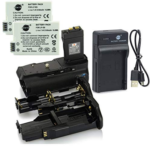 DSTE BG-E8 Battery Grip + 2x LP-E8 Battery + USB Charger for Canon EOS 550D 600D 650D 700D Rebel T2i T3i T4i T5i