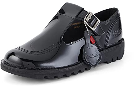 Kickers Women's Kick T Bar Black Leather School Shoes Leather School Shoes