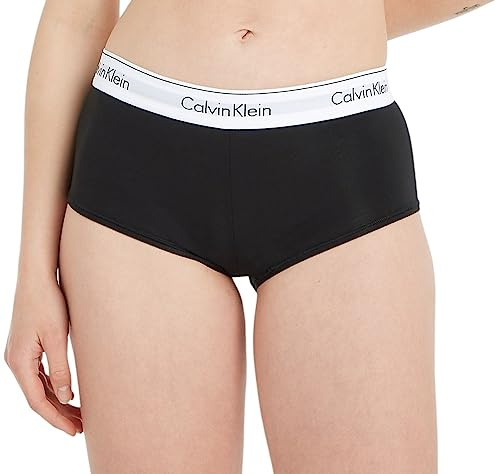 Calvin Klein Women's MODERN COTTON - SHORT Boxer Brief, Black - Schwarz (BLACK 001), 6 UK (Manufacturer Size: XS)