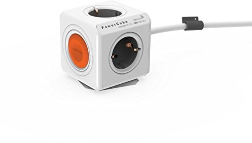 allocacoc Eco PowerCube Remote Extended mit Schalter, 4 fach Steckdose zum Stromsparen, 230V Schuko