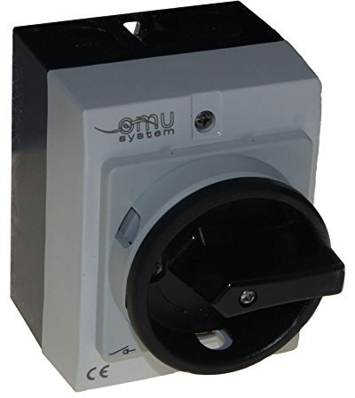 XBS 20A Hauptschalter / Lasttrennschalter Not-Aus-Schalter MX-320P IP65 / 4 kW, Drehgriff (grau/schwarz), 3-polig, manuell, Gray/Black