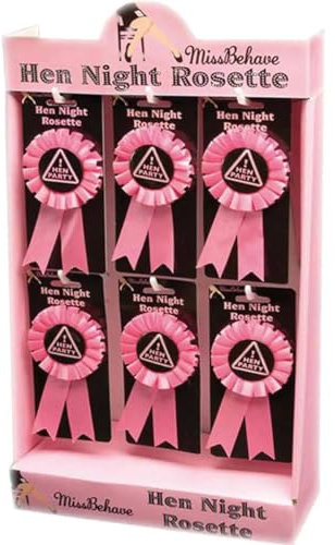 Anstecker Rosa Rosette mit der Aufschrift Hen-Party für Junggesellenabschied