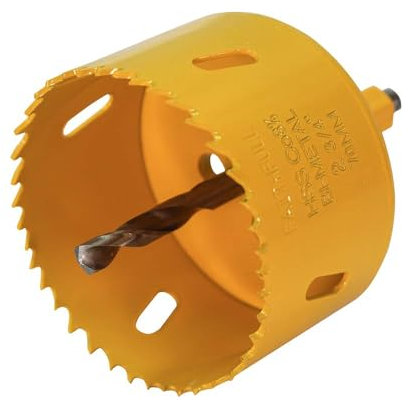 Faithfull FAIHS70SOFIT Soffit Cutter Holesaw 70 mm Fitted with Integral Arbor and Replaceable Pilot Drill,Yellow