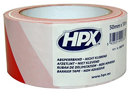 HPX B50100 Absperrband weiß-rot 50 mm x 100 m