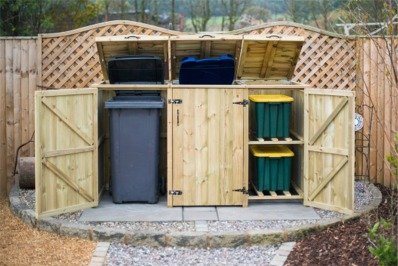 BritishBins Wheelie Bin Enclosure For Two Standard 240 ltr Wheelie Bins and 2 Recycling Boxes