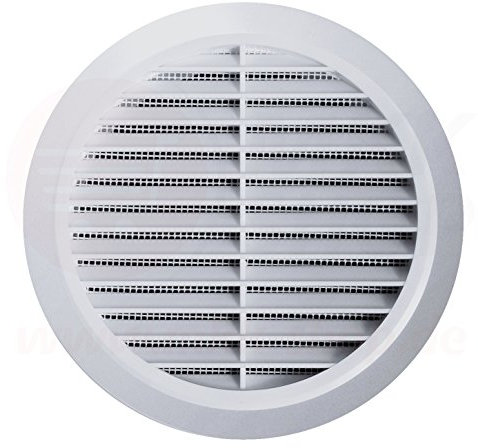 Lüftungsgitter Rund Insektennetz Abluftgitter Insektenschutz Kunststoff Ø 80 mm weiß