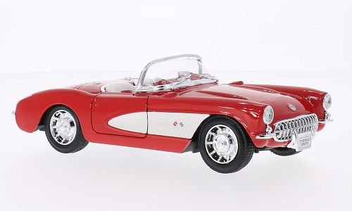 Chevrolet Corvette, rot/Weiss, 1957, Modellauto, Fertigmodell, Welly 1:24
