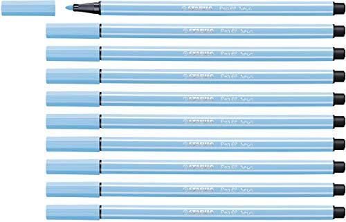 Rotulador premium STABILO Pen 68 - Caja con 10 unidades - Color azul fluorescente
