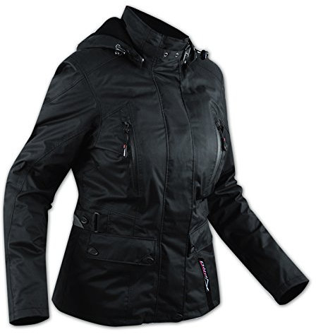 A-Pro Damenjacke Stadt Motorrad Roller Wasserdicht Protektoren Muetze Schwarz M