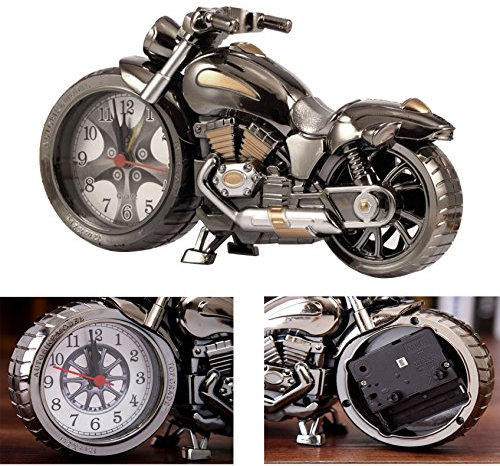 Itian Rétro Moto Style Élèves Réveil Table Bureau Horloge de Moto Modèle Home Office Shelf Décoration Anniversaire Nouveauté Vacances Enfants Adultes Garçons Cadeau, modèle aléatoire
